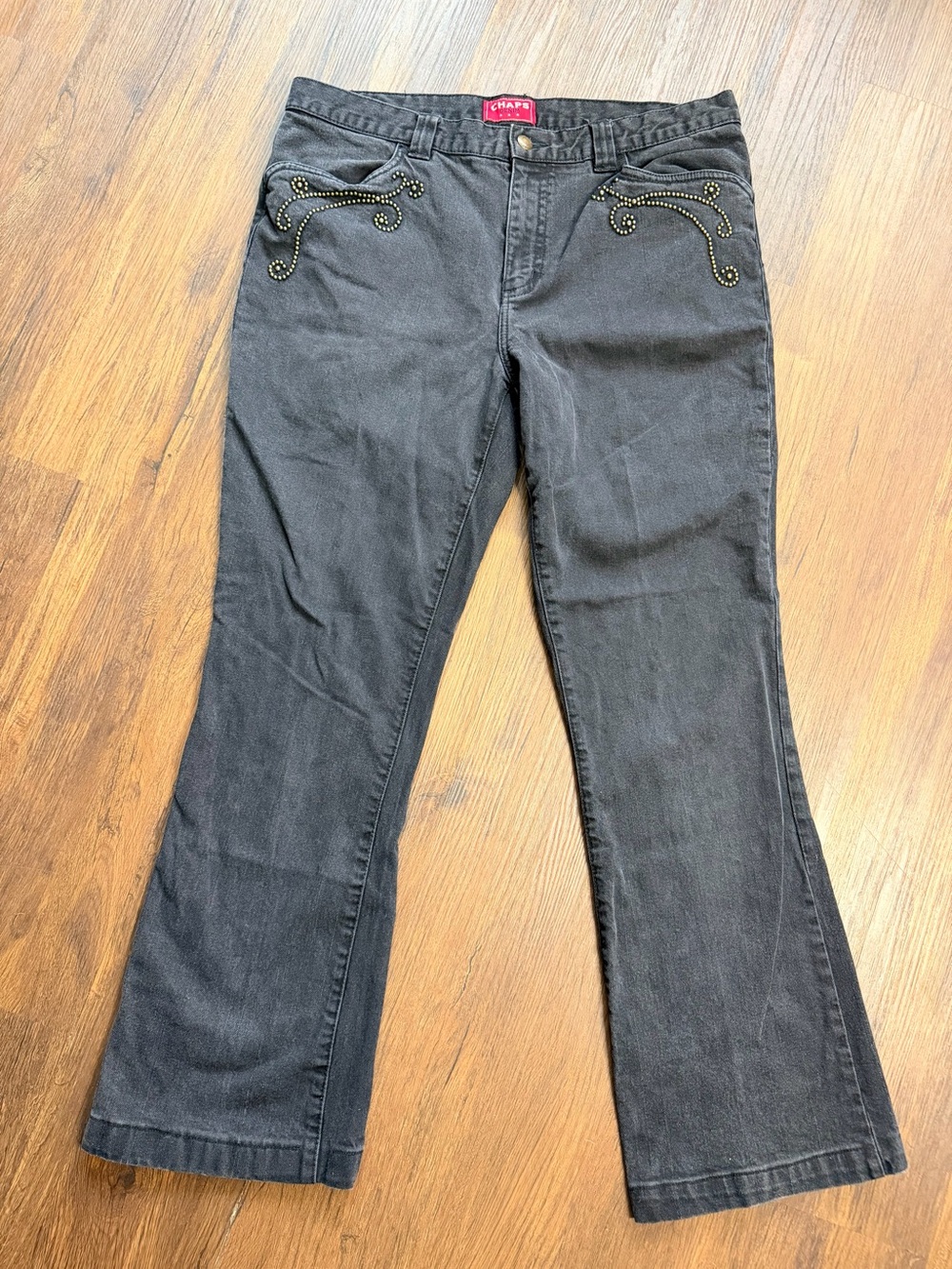 Ralph Lauren Chaps Bootcut Western Jeans with Gold Stud Swirls